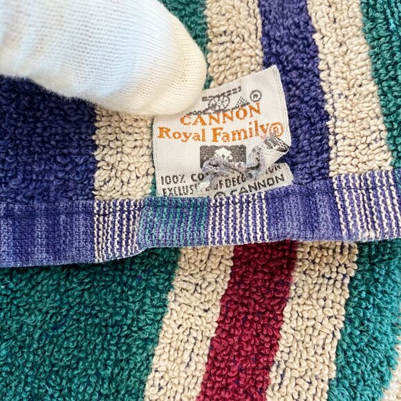VTG 2 Hand Towels Carlin West Point Pepperell & Cannon Royal Family Blue Stripes - Picture 7 of 8